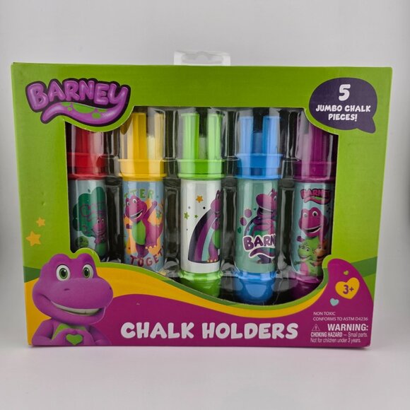 HIT Entertainment Limited Barney 5 Pieces Jumbo Chalk Holders for Kids NEW - Picture 1 of 6